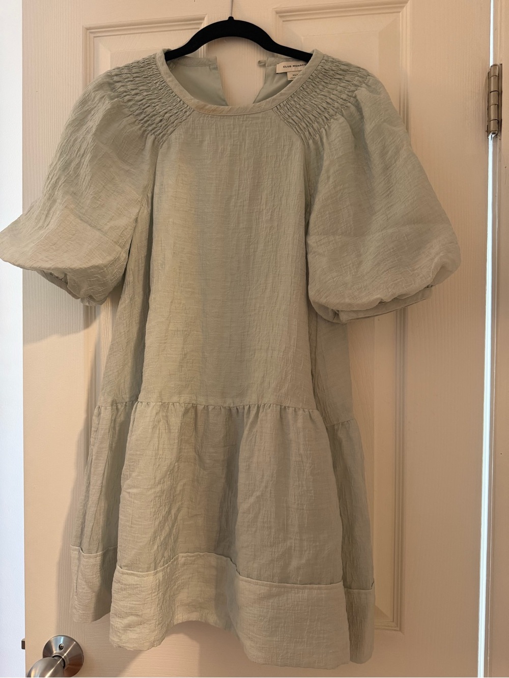 Club Monaco Light Sage Puff-Sleeve Dress